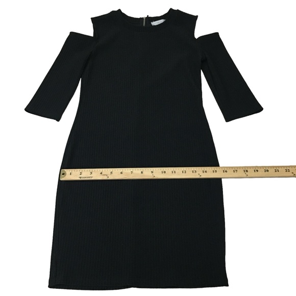 Forever 21 Cold Shoulder Black Ribbed Stretch Bodycon Dress - Women’s Medium - Picture 5 of 12
